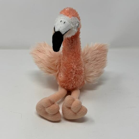 Aurora Pink Flamingo 10" Tall Plush Bird Bean Bag Stuffed Animal Toy Realistic - Picture 3 of 10